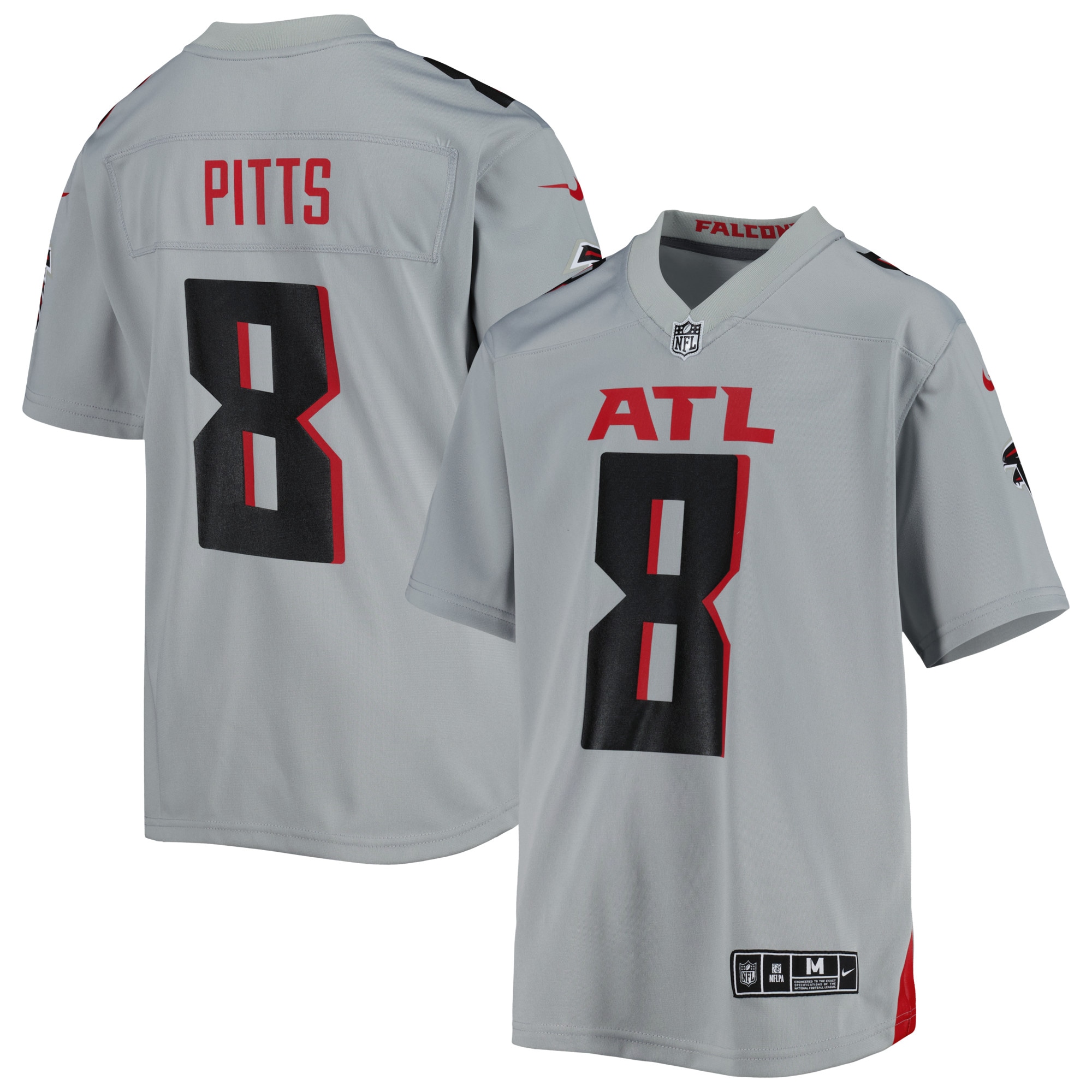 Youth Atlanta Falcons Kyle Pitts Gray Inverted Game Jersey JS3636 nicesnker