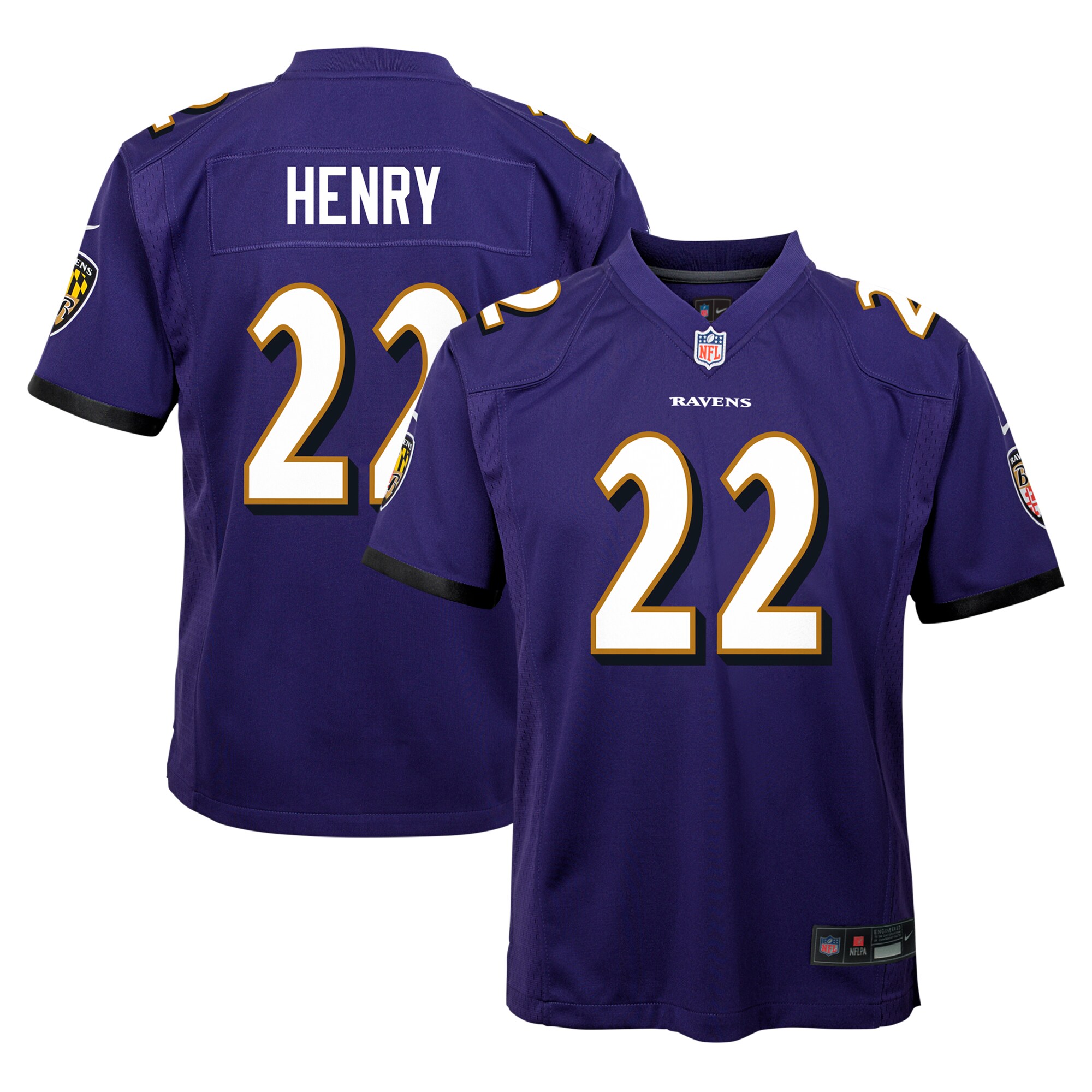 Youth Baltimore Ravens Derrick Henry Purple Team Player Game Jersey JS8381 nicesnker