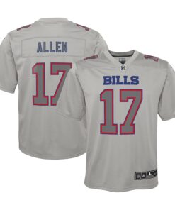 Youth Buffalo Bills Josh Allen Gray Atmosphere Game Jersey JS2002 nicesnker