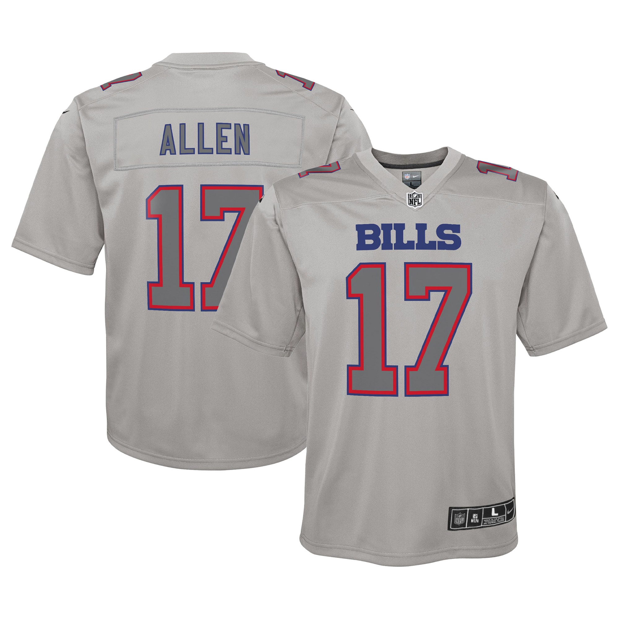 Youth Buffalo Bills Josh Allen Gray Atmosphere Game Jersey JS2002 nicesnker