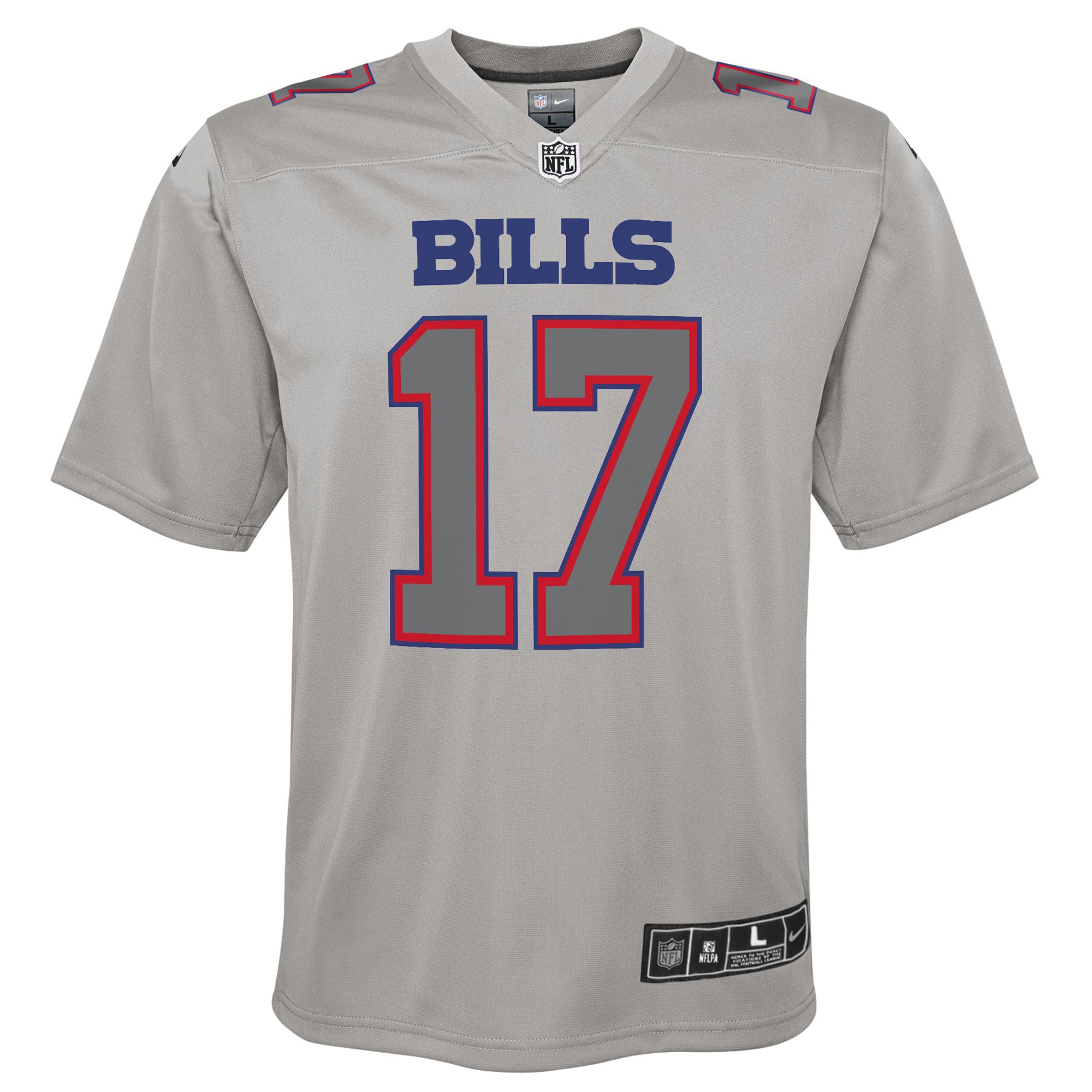 Youth Buffalo Bills Josh Allen Gray Atmosphere Game Jersey JS2002 nicesnker - Image 2