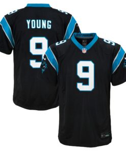 Youth Carolina Panthers Bryce Young Black Game Jersey JS7837 nicesnker