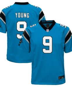 Youth Carolina Panthers Bryce Young Blue Game Jersey JS6739 nicesnker