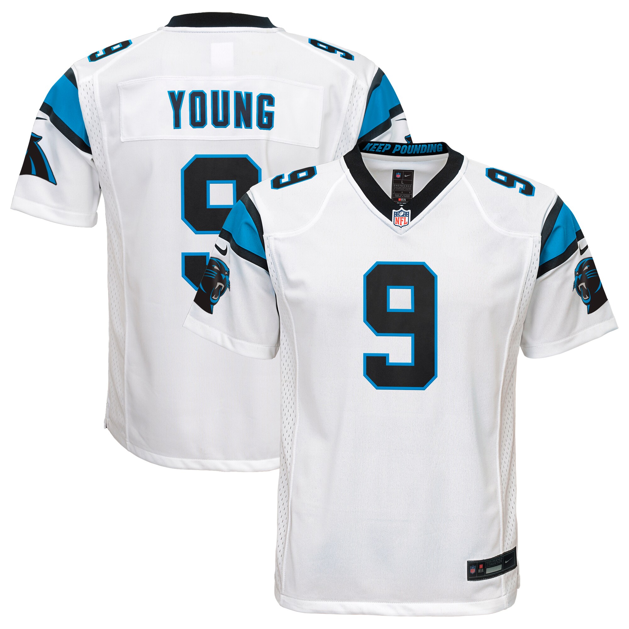 Youth Carolina Panthers Bryce Young White Game Jersey JS7842 nicesnker