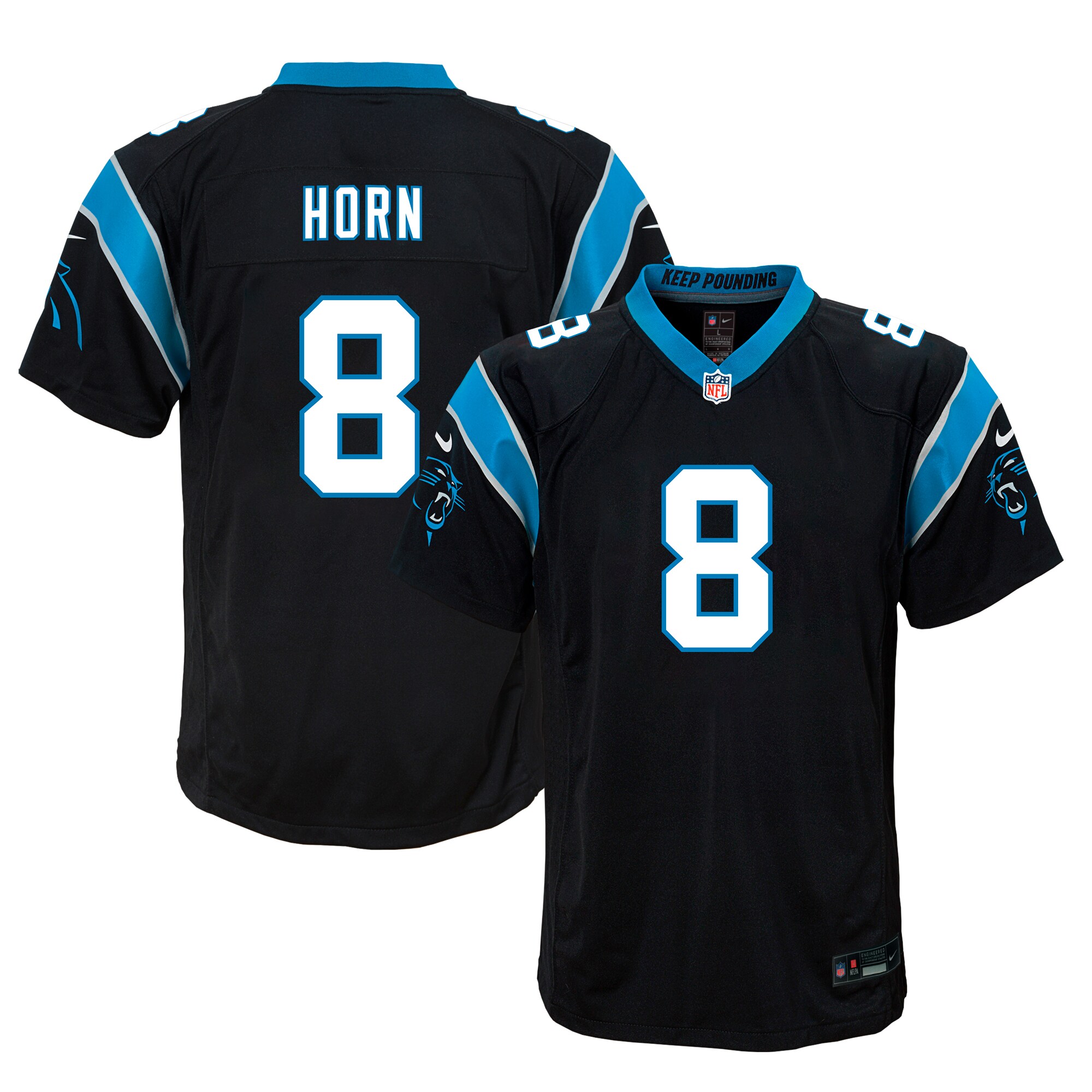 Youth Carolina Panthers Jaycee Horn Black Game Jersey JS9713 nicesnker