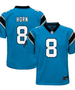 Youth Carolina Panthers Jaycee Horn Blue Game Jersey JS8700 nicesnker