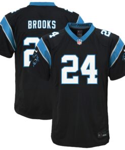 Youth Carolina Panthers Jonathon Brooks Black Team Game Jersey JS3387 nicesnker