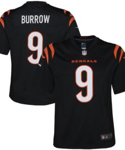 Youth Cincinnati Bengals Joe Burrow Black Game Jersey JS1882 nicesnker
