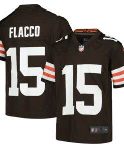 Youth Cleveland Browns Joe Flacco Brown Game Jersey JS3169 nicesnker