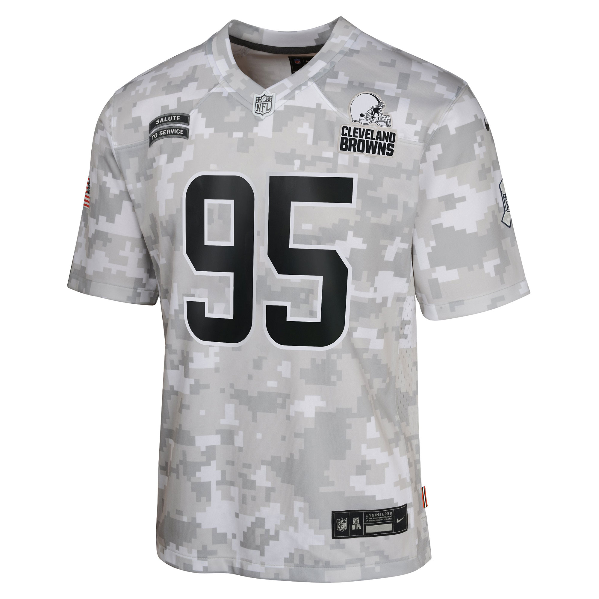 Youth Cleveland Browns Myles Garrett Arctic Camo 2024 Salute to Service Game Jersey JS2417 nicesnker - Image 2