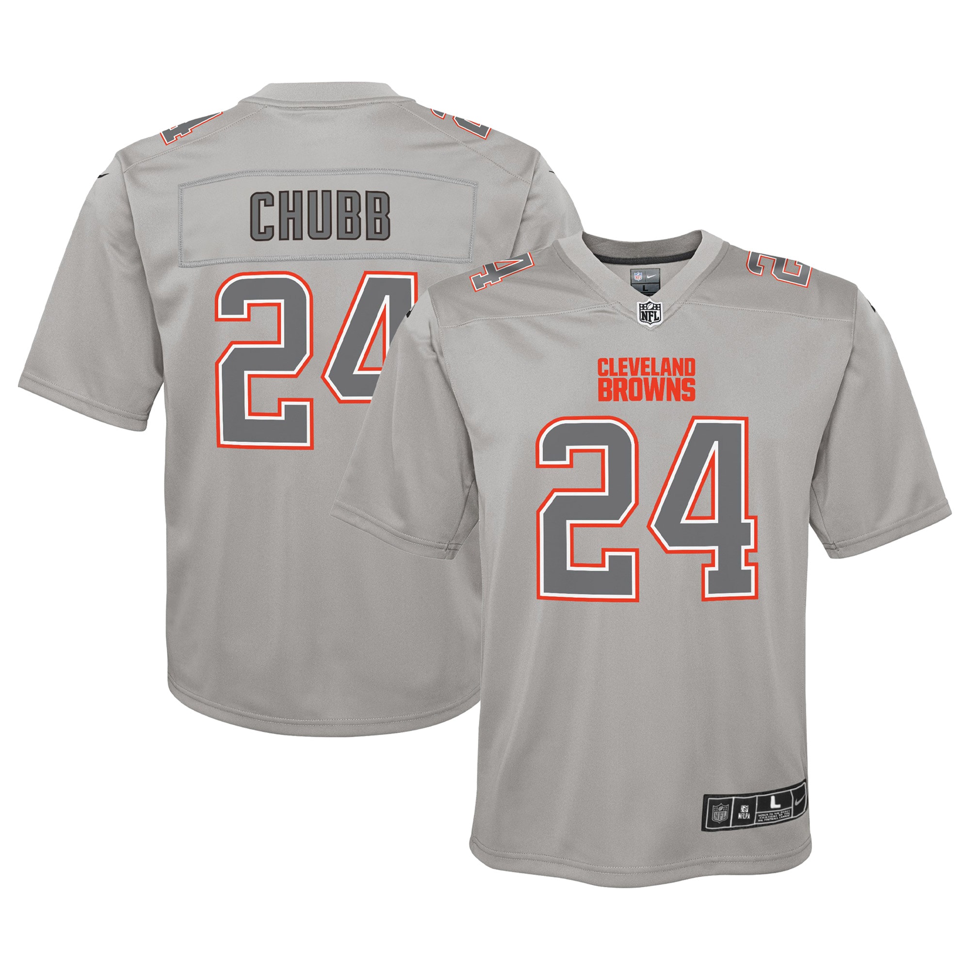 Youth Cleveland Browns Nick Chubb Gray Atmosphere Game Jersey JS5400 nicesnker