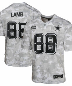 Youth Dallas Cowboys CeeDee Lamb Arctic Camo 2024 Salute to Service Game Jersey JS1894 nicesnker
