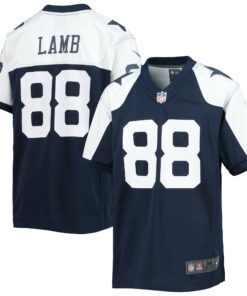Youth Dallas Cowboys CeeDee Lamb Navy Alternate Team Game Jersey JS2180 nicesnker