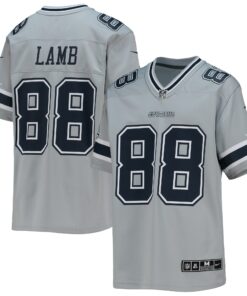 Youth Dallas Cowboys CeeDee Lamb Silver Inverted Team Game Jersey JS5217 nicesnker