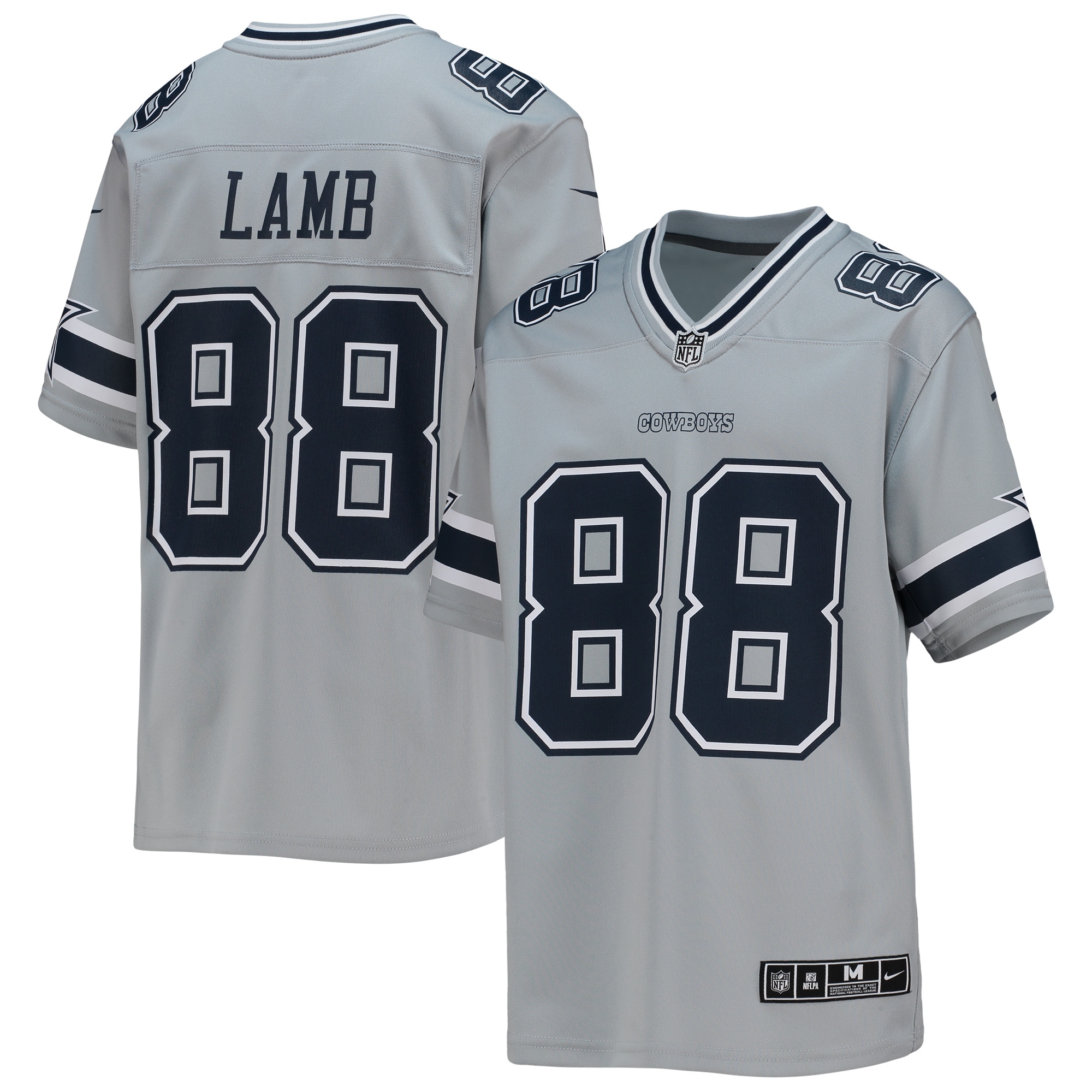 Youth Dallas Cowboys CeeDee Lamb Silver Inverted Team Game Jersey JS5217 nicesnker