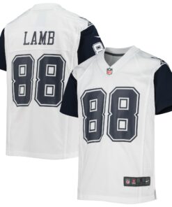 Youth Dallas Cowboys CeeDee Lamb White Alternate Game Jersey JS8162 nicesnker
