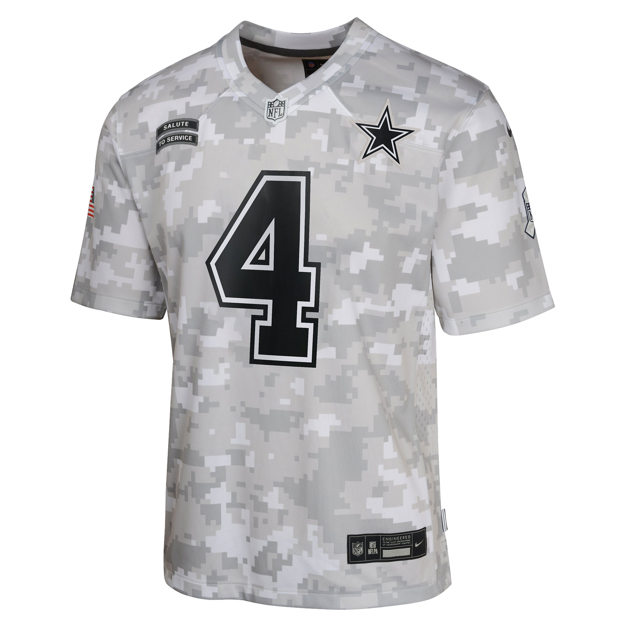Youth Dallas Cowboys Dak Prescott Arctic Camo 2024 Salute to Service Game Jersey JS6933 nicesnker - Image 2