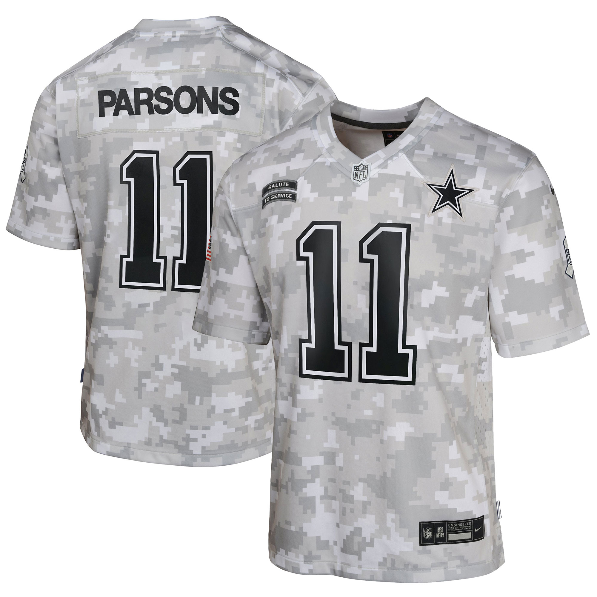Youth Dallas Cowboys Micah Parsons Arctic Camo 2024 Salute to Service Game Jersey JS9614 nicesnker