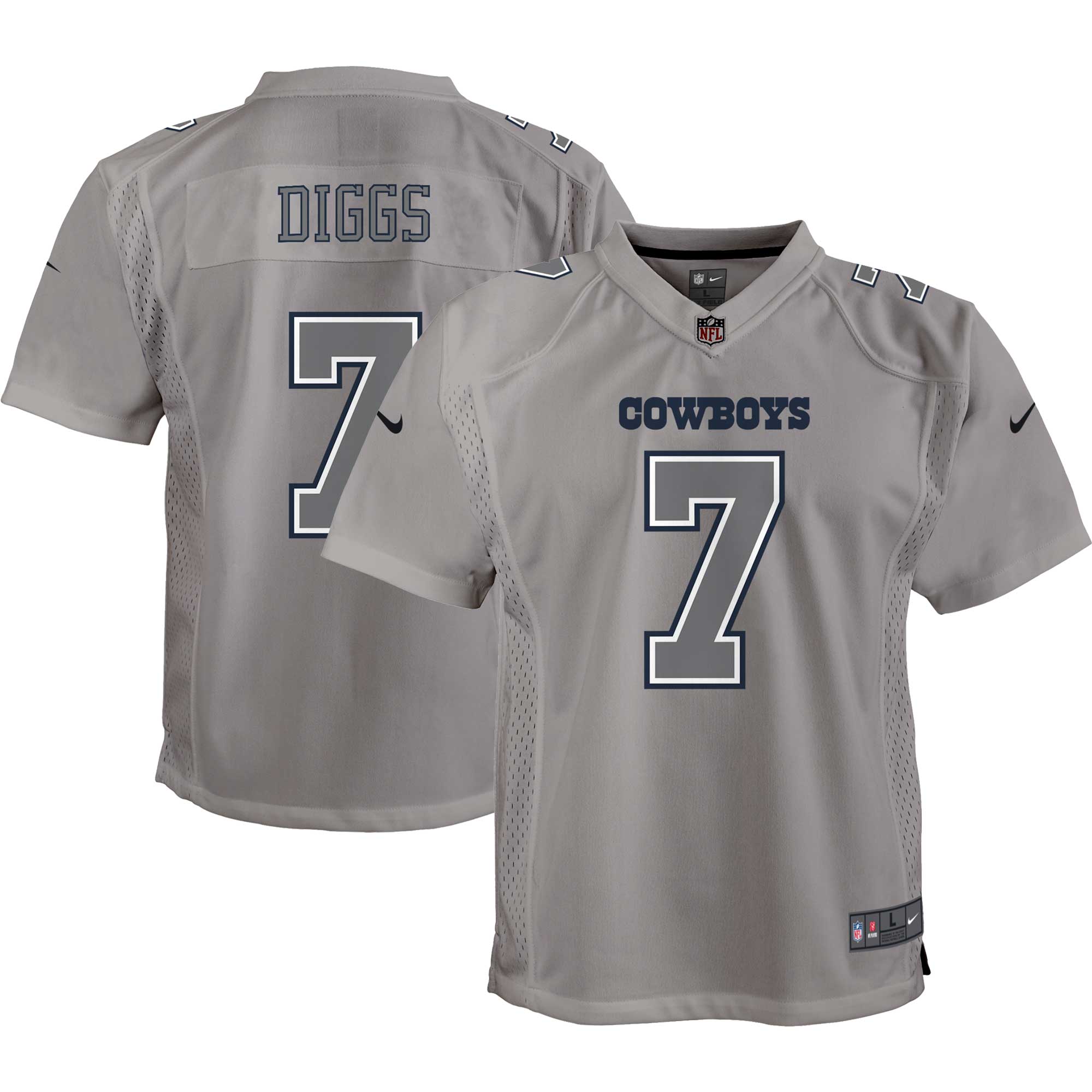 Youth Dallas Cowboys Trevon Diggs Gray Atmosphere Game Jersey JS7561 nicesnker