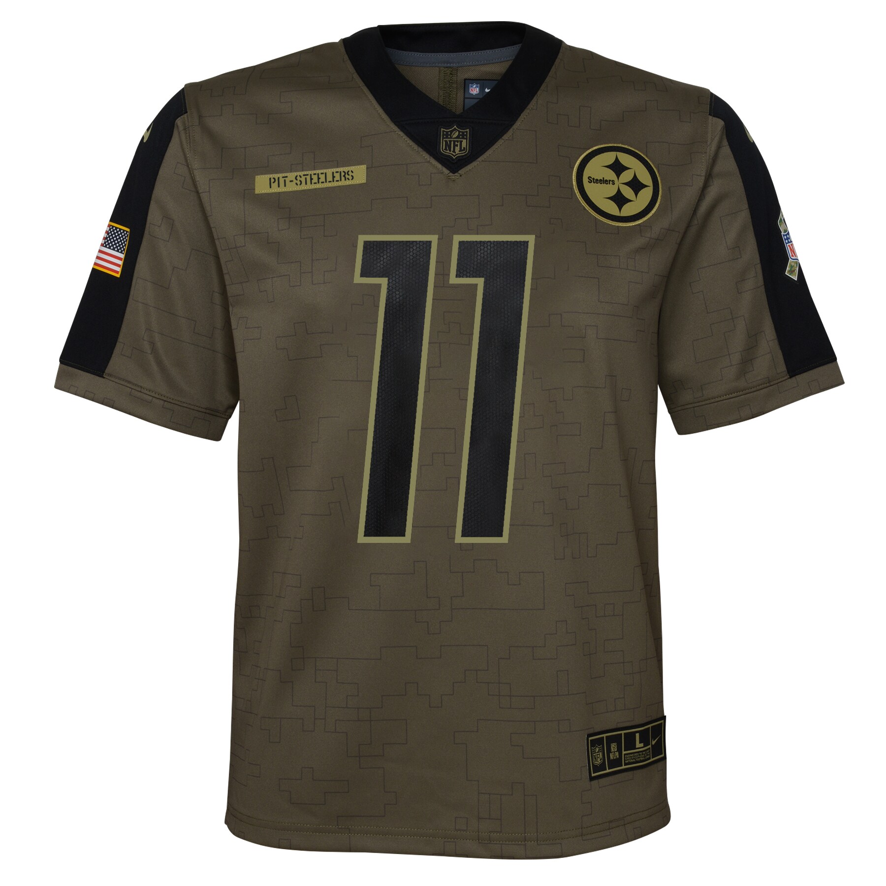 Youth Dallas Pittsburgh Steelers Chase Claypool Olive Salute To Service Game Jersey JS4326 nicesnker - Image 2