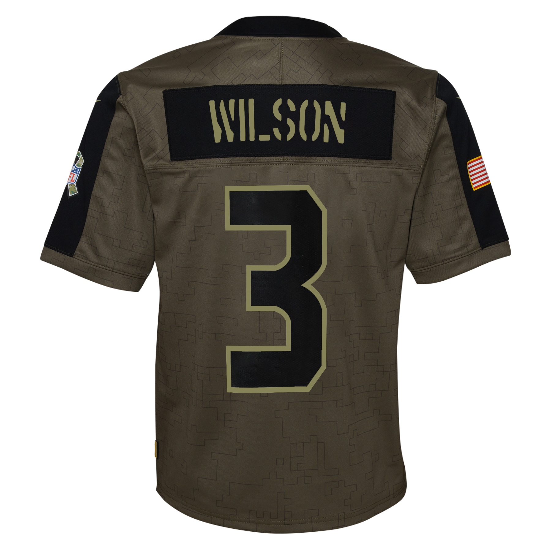 Youth Dallas Seattle Seahawks Russell Wilson Olive Salute To Service Game Jersey JS6043 nicesnker - Image 3