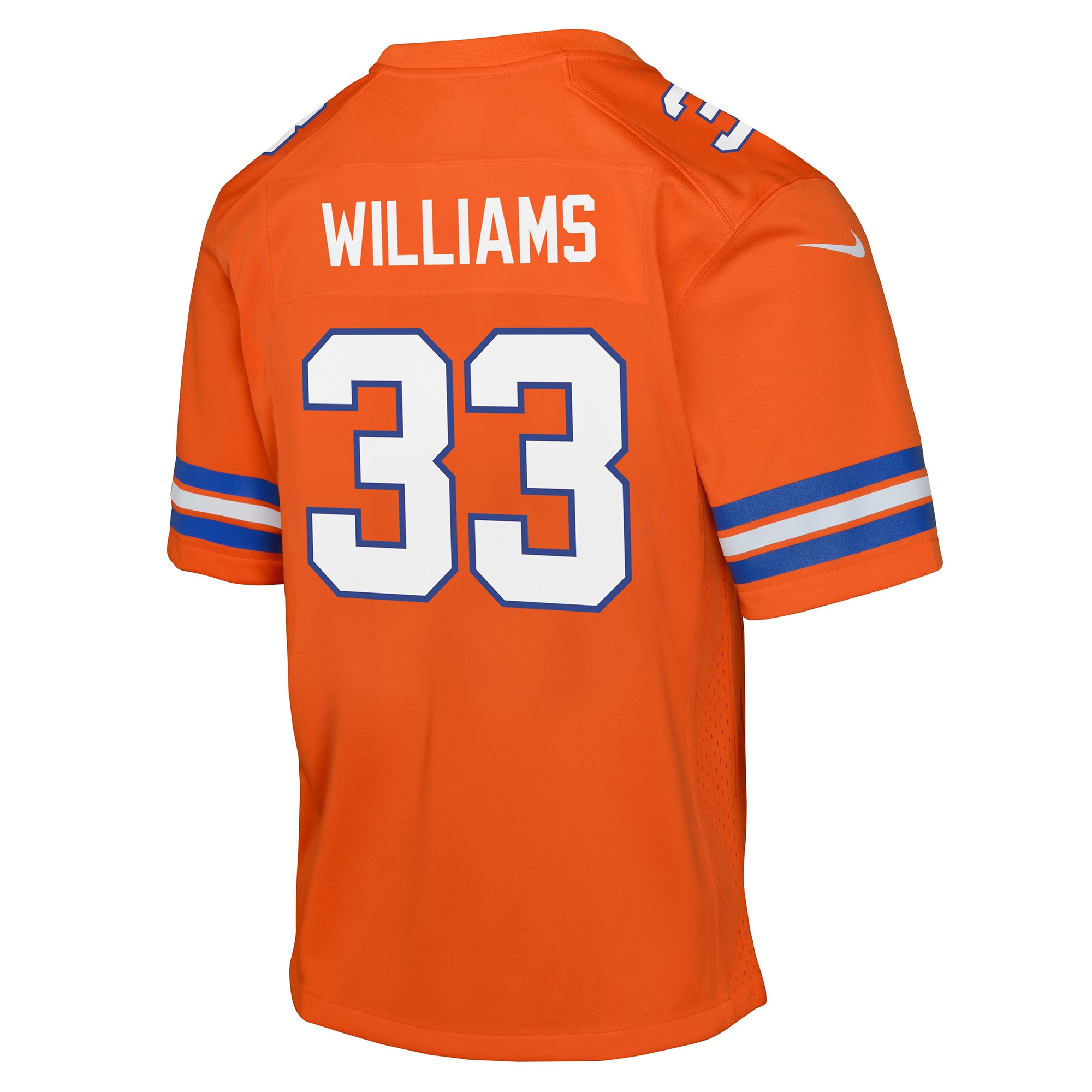Youth Denver Broncos Javonte Williams Orange Mile High Collection 1977 Throwback Game Jersey JS1702 nicesnker - Image 3
