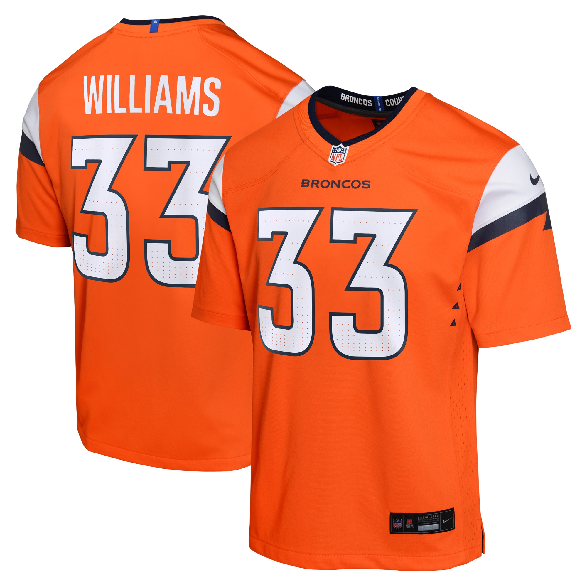 Youth Denver Broncos Javonte Williams Orange Mile High Collection Game Jersey JS5620 nicesnker