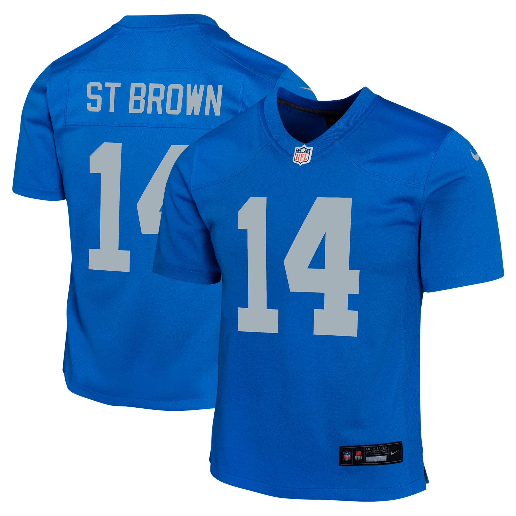 Youth Detroit Lions Amon-Ra St. Brown Blue Alternate Game Jersey JS9087 nicesnker