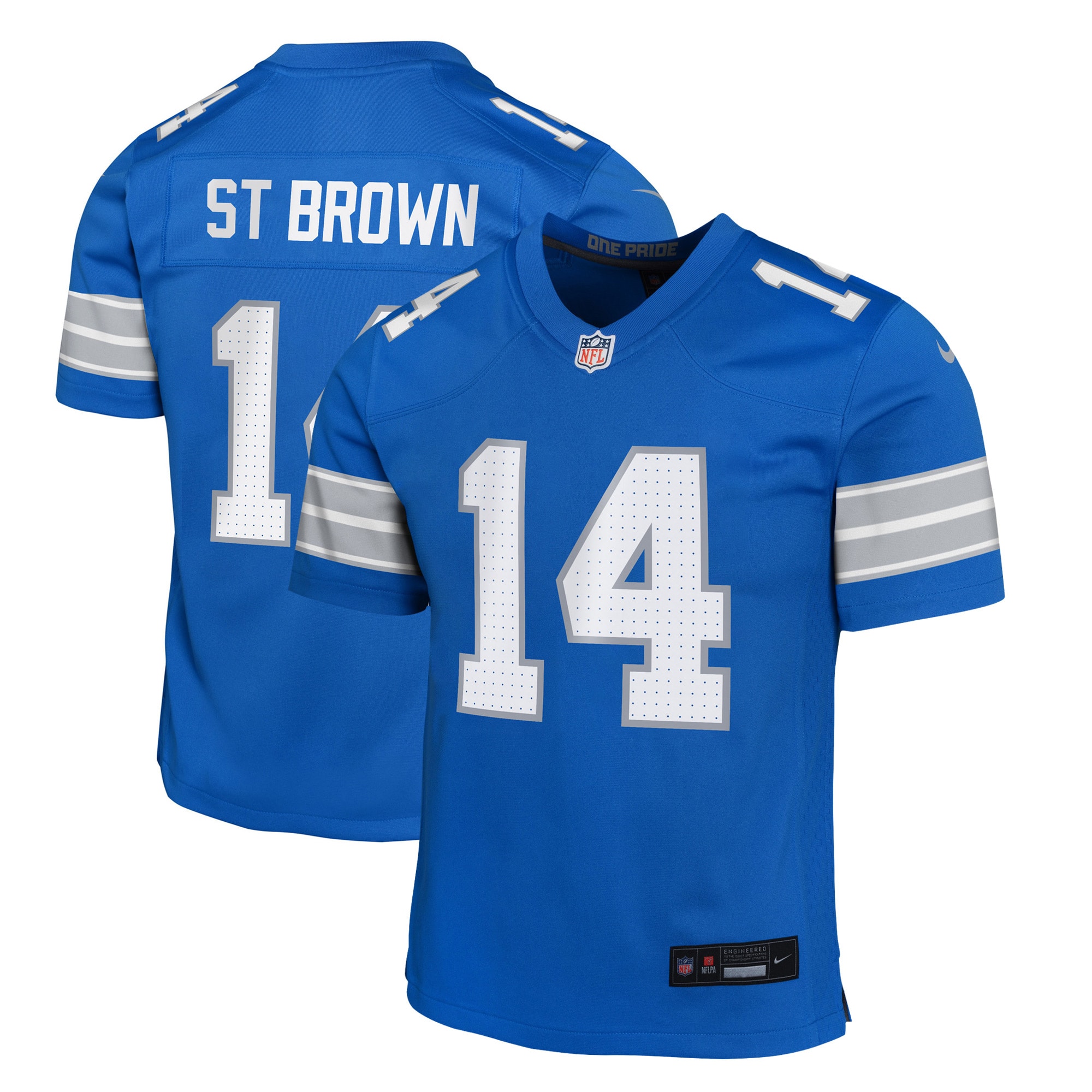 Youth Detroit Lions Amon-Ra St. Brown Blue Team Player Game Jersey JS8925 nicesnker