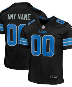 Youth Detroit Lions Black Alternate Custom Game Jersey JS9860 nicesnker