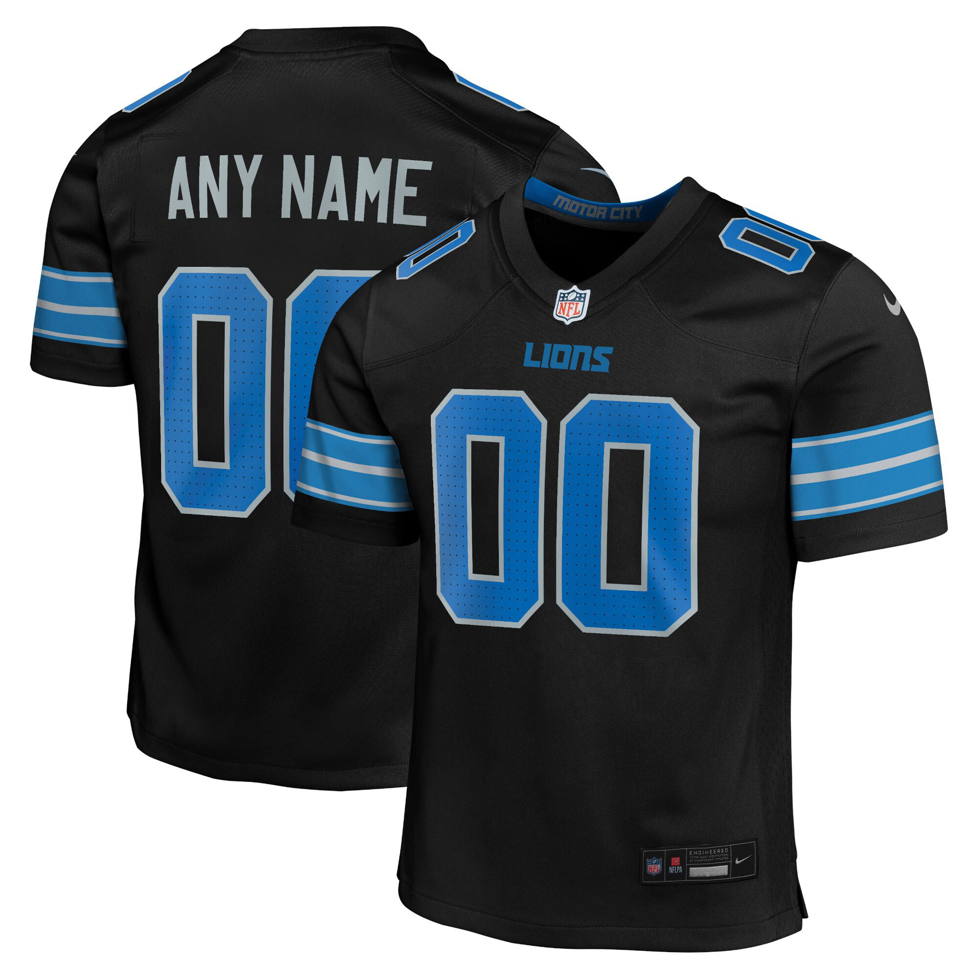 Youth Detroit Lions Black Alternate Custom Game Jersey JS9860 nicesnker
