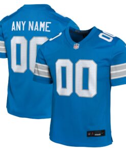 Youth Detroit Lions Blue Custom Game Jersey JS1178 nicesnker