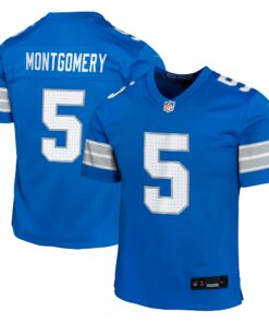 Youth Detroit Lions David Montgomery Blue Team Player Game Jersey JS8213 nicesnker
