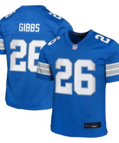 Youth Detroit Lions Jahmyr Gibbs Blue Team Player Game Jersey JS1750 nicesnker