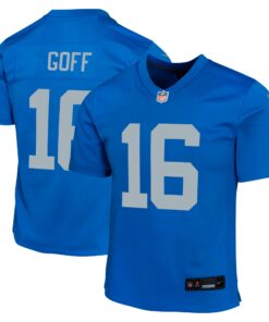 Youth Detroit Lions Jared Goff Blue Alternate Game Jersey JS4323 nicesnker