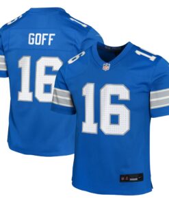 Youth Detroit Lions Jared Goff Blue Team Player Game Jersey JS9259 nicesnker