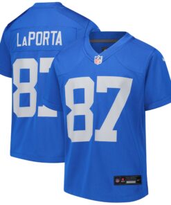 Youth Detroit Lions Sam LaPorta Blue Alternate Game Jersey JS1488 nicesnker
