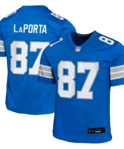 Youth Detroit Lions Sam LaPorta Blue Team Player Game Jersey JS2393 nicesnker