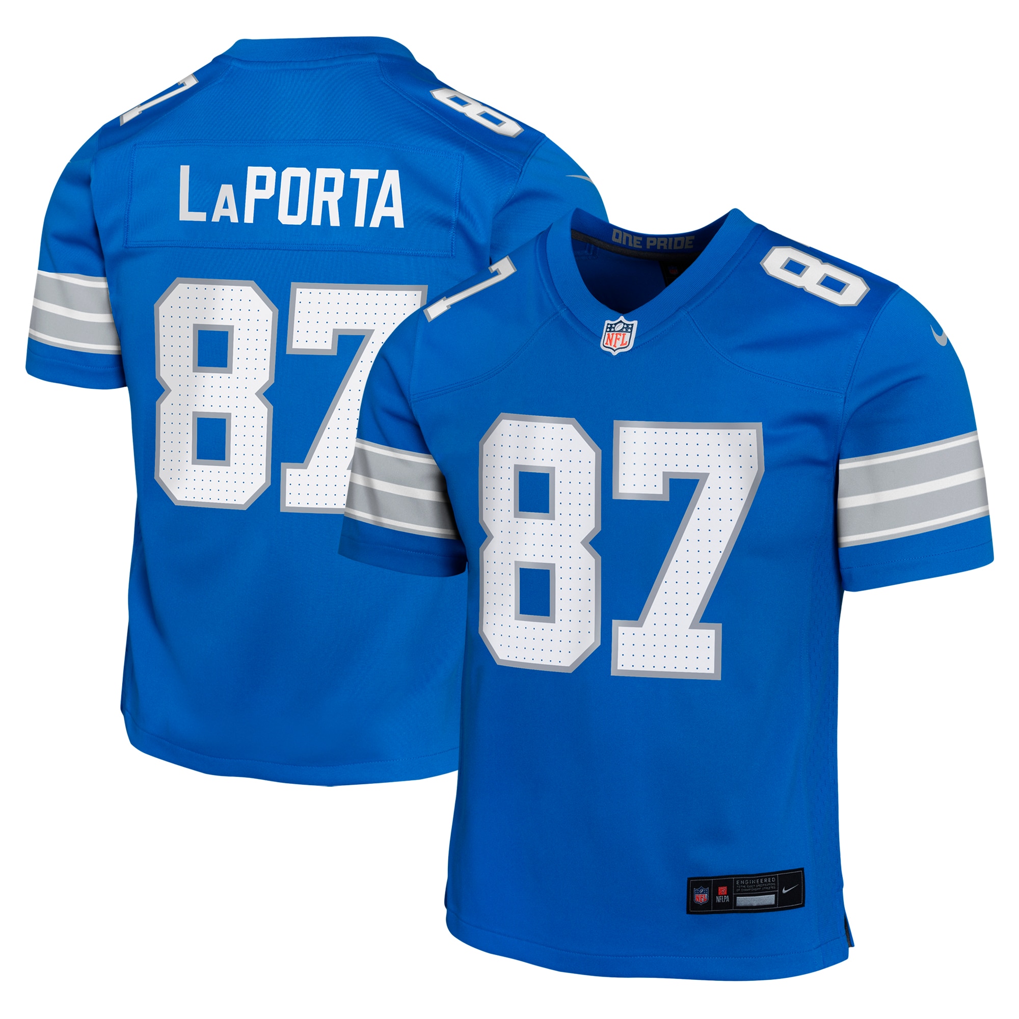 Youth Detroit Lions Sam LaPorta Blue Team Player Game Jersey JS2393 nicesnker