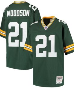 Youth Green Bay Packers Charles Woodson Mitchell & Ness Green Retired Player Legacy Jersey JS4388 nicesnker