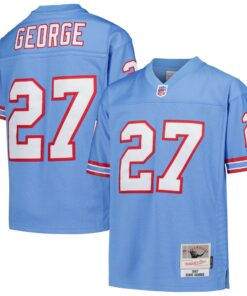 Youth Houston Oilers Eddie George Mitchell & Ness Light Blue Gridiron Classics 1997 Retired Player Legacy Jersey JS8998 nicesnker