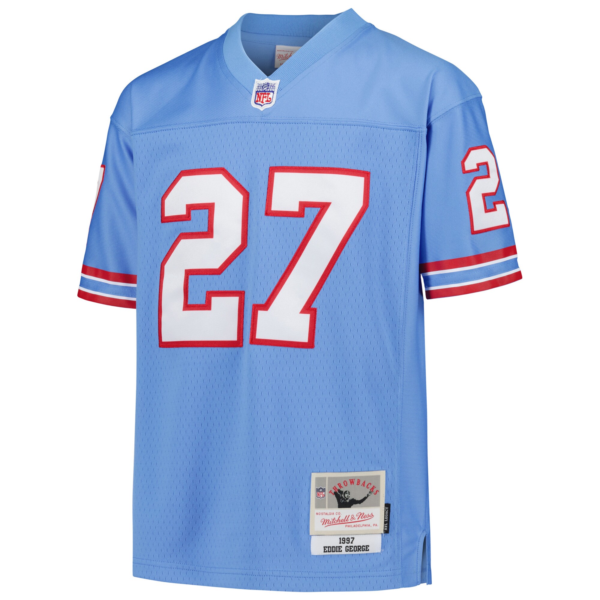 Youth Houston Oilers Eddie George Mitchell & Ness Light Blue Gridiron Classics 1997 Retired Player Legacy Jersey JS8998 nicesnker - Image 2