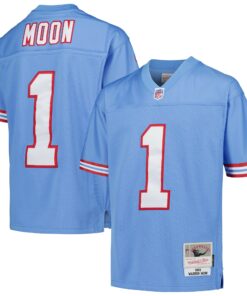 Youth Houston Oilers Warren Moon Mitchell & Ness Light Blue Gridiron Classics 1993 Retired Player Legacy Jersey JS2651 nicesnker
