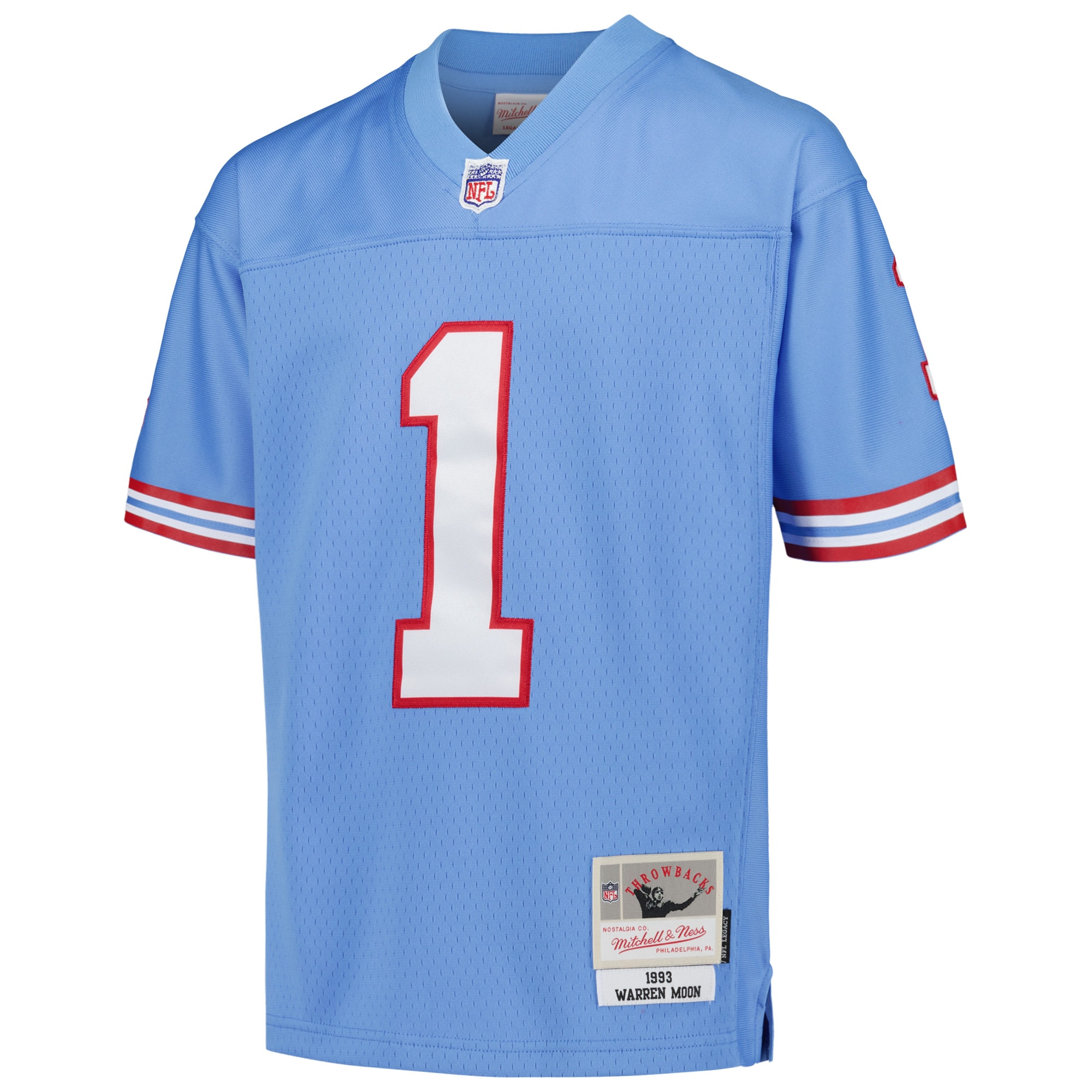 Youth Houston Oilers Warren Moon Mitchell & Ness Light Blue Gridiron Classics 1993 Retired Player Legacy Jersey JS2651 nicesnker - Image 2