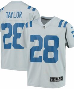 Youth Indianapolis Colts Jonathan Taylor Gray Inverted Team Game Jersey JS7952 nicesnker