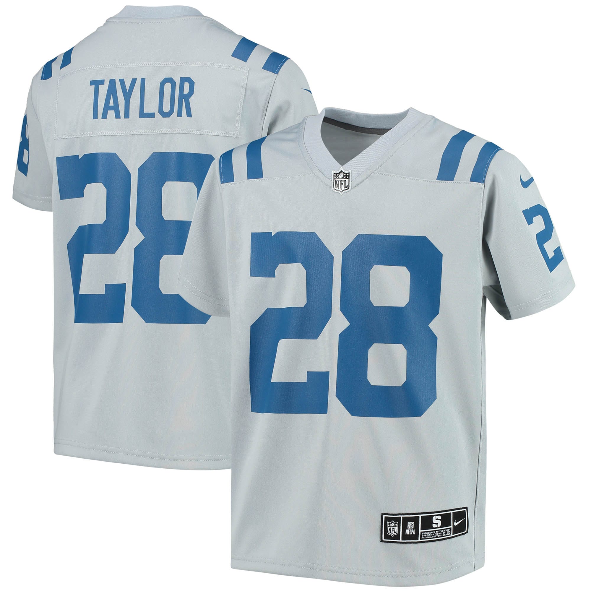 Youth Indianapolis Colts Jonathan Taylor Gray Inverted Team Game Jersey JS7952 nicesnker
