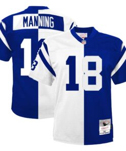 Youth Indianapolis Colts Peyton Manning Mitchell & Ness White/Royal Split Legacy Jersey JS3917 nicesnker