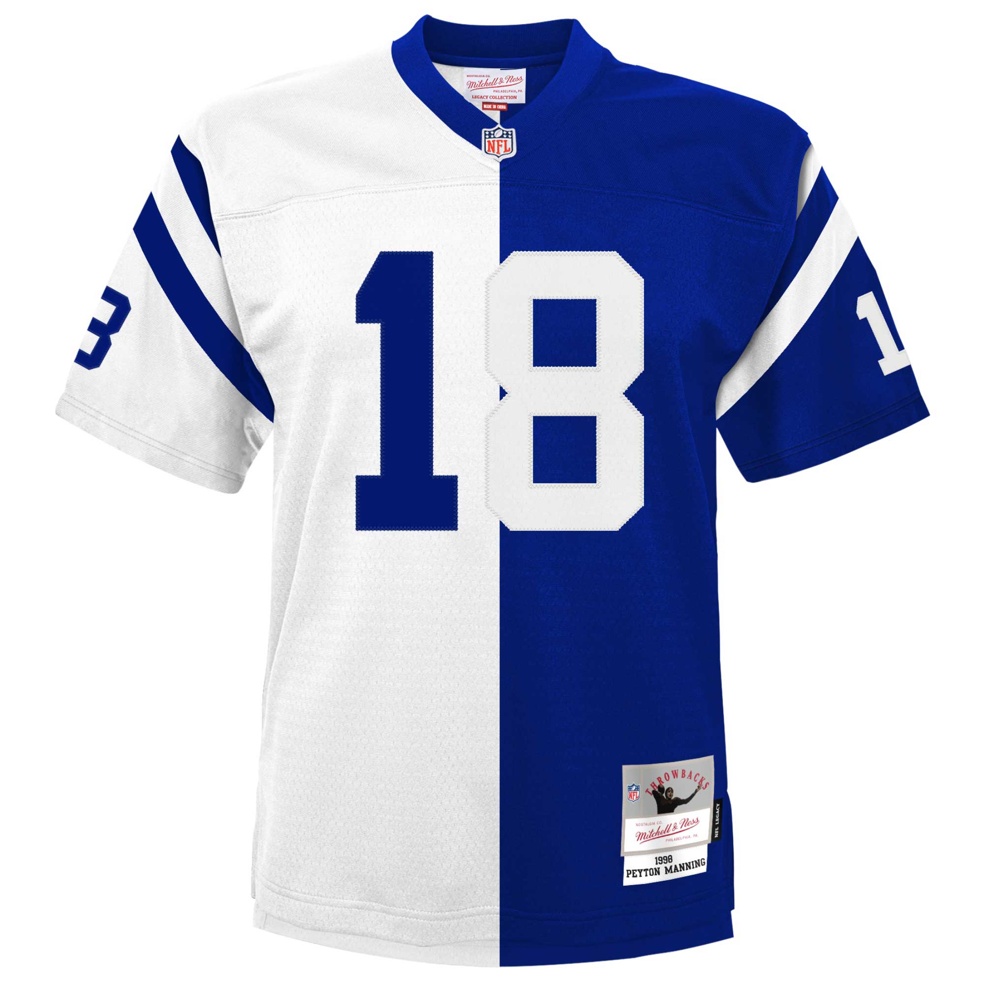 Youth Indianapolis Colts Peyton Manning Mitchell & Ness White/Royal Split Legacy Jersey JS3917 nicesnker - Image 2