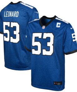 Youth Indianapolis Colts Shaquille Leonard Blue Game Jersey JS2594 nicesnker
