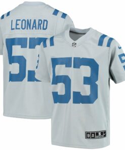 Youth Indianapolis Colts Shaquille Leonard Gray Inverted Team Game Jersey JS6713 nicesnker